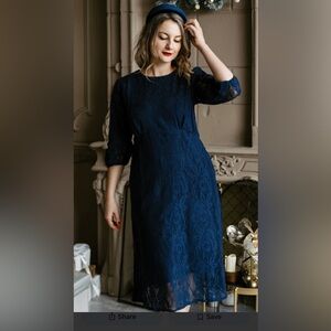 Gorgeous Teal Lace Long Sleeve Dress